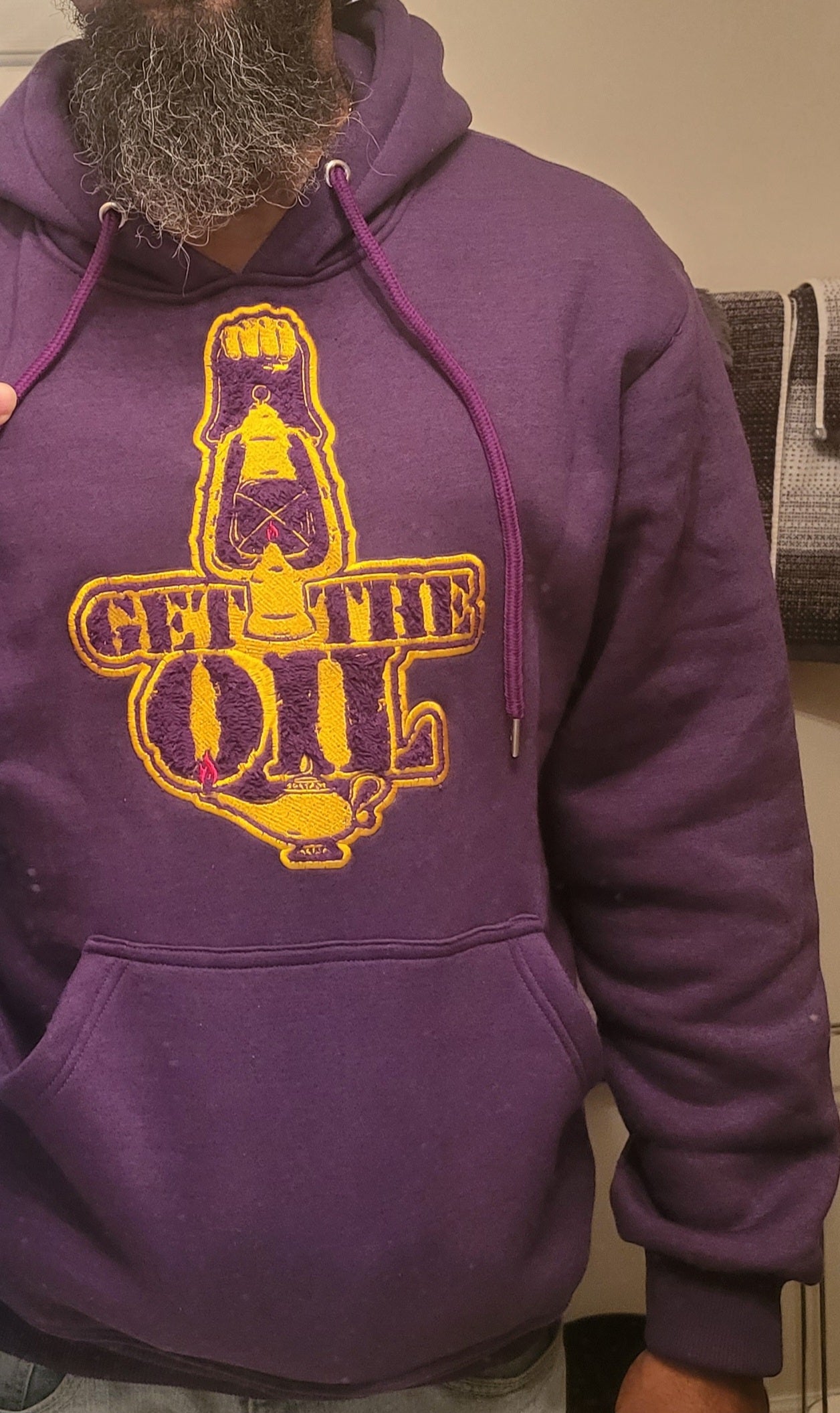 Get The Oil chenille patch heavy hoodie